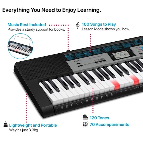 Casio LK-136  61-Note Key Portable Key lighting Keyboard in Black