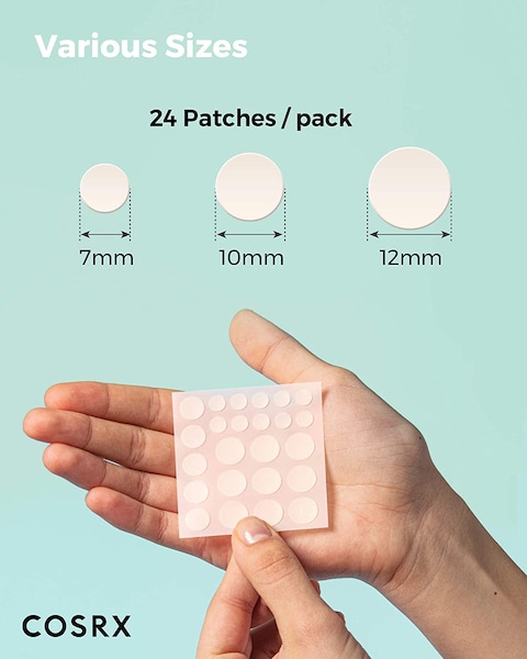 Cosrx Acne Pimple Patch (96 Counts) Absorbing Hydrocolloid Spot Treatment Fast Healing, Blemish Cover, 3 Sizes