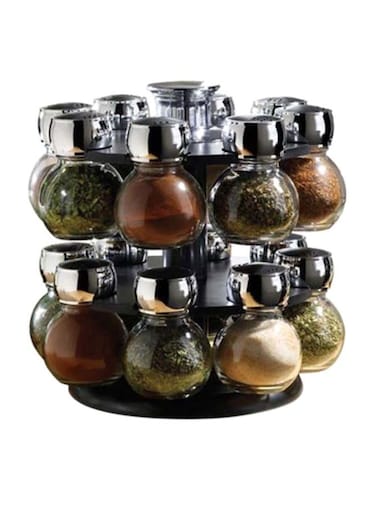 Generic 16-Piece Glass Spice Jar Set With Rack