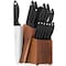 Knife Set, 15-Piece Kitchen Knife Set with Sharpener Wooden Block and Serrated Steak Knives,Emo joy Germany High Carbon Stainless Steel Knife Block Set