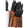 Knife Set, 15-Piece Kitchen Knife Set with Sharpener Wooden Block and Serrated Steak Knives,Emo joy Germany High Carbon Stainless Steel Knife Block Set