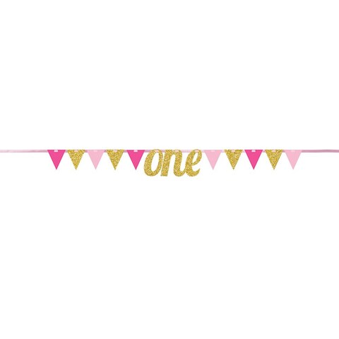 Creative Converting- 1st Bday Pink One Banner 1pcs&lt; &gt;8X9in &lt; &gt;Pink&lt; &gt;