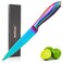 Rainbow Kitchen Utility Knife 5 Inch WELLSTAR, Super Sharp Fine Edge Fruit Vegetable Slicing Knife with German Stainless Steel Forged Blade and Titanium Coating - Small Multipurpose Knife