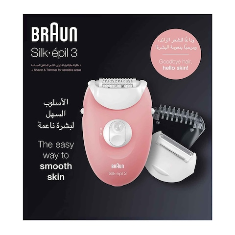 Braun Series 3 SilkEpil With Shaving Attachment - White - SE3-440