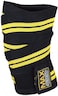 Max Strength Knee Wraps Weight Lifting Heavy Duty Elasticated Knee Support Straps Velcro Closure Home Gym Training Workout Black/Yellow