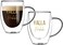 1CHASE&reg; Double Walled "Yalla Habibi" Printed Glass Mug With Handle for Juice Wine Tea Coffee, Breakfast Cup Cocktail Mug for everyday use, 350 ML ,2Pcs Set.