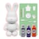 BUNNY MONEY SAVER FIGURINE (9 inch - 23 cm) ACRYLIC DRIP POURING PAINT DIY SET Colors: Silver, Dark-Purple, Orange.