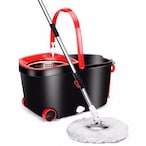 Buy DELCASA Spin Mop Stainless Steel 360 with Bucket, Automatic Rotary Floor Cleaning System,1 Extra Microfiber Mop Heads Easy Press Handle Mop, Spin Mop, Spinning Mop and Bucket Black in UAE