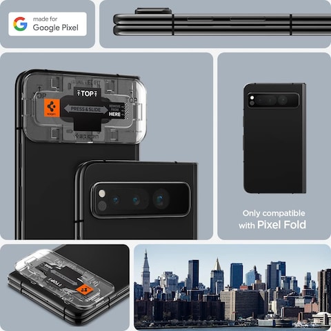 Spigen Glastr Ez Fit Optik Camera Lens Screen Protector Designed For Google Pixel Fold - Black [2 Pack]