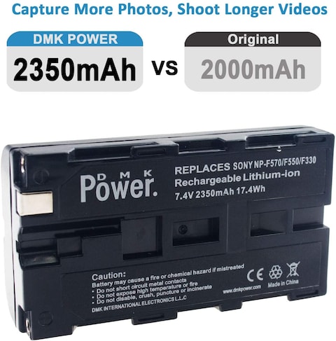 DMK Power 2pcs NP-F550 NP-F570 Battery 2350mAh for LED Video Light and Monitor only
