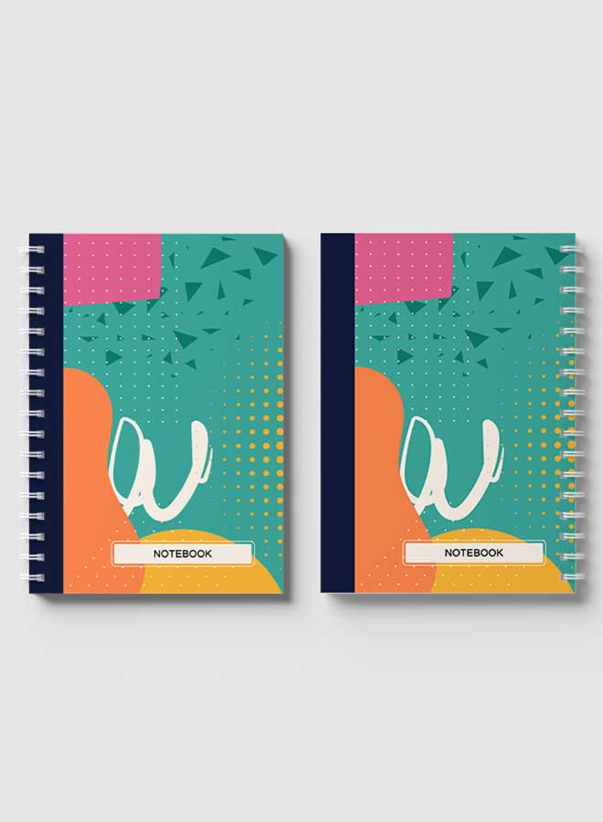 Lowha Spiral Notebook With 60 Sheets And Hard Paper Covers With Abstract Geometric Design, For Jotting Notes And Reminders, For Work, University, School