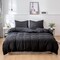 Luna Home Premium King Size 6 Pieces Bedding Set Without Filler, Plain Black Color
