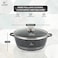 LIFE SMILE Cooking Pot   aluminum Soup Pot With Glass Lid   100% PFOA Free, Fixed Handle   Multi Layer Non-Stick Granite Coating   oven safe &amp; Dishwasher Safe (24CM (4.1 Liters), Black)
