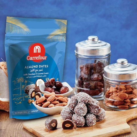 Carrefour Almond Milk Chocolate and Coconut Dates, 100g Pack of 4