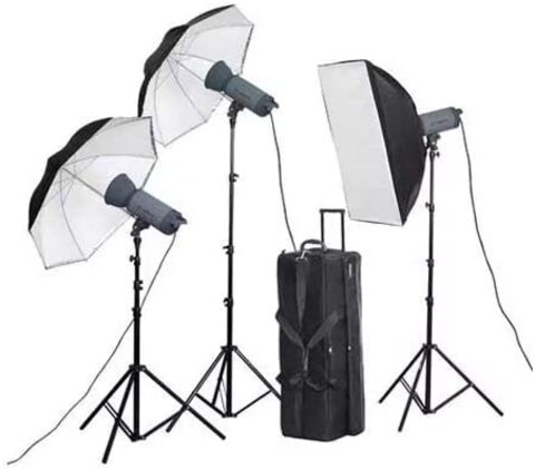 Mircopro Video Light With Value Kit Ex300S (1) With 3 Light + 3 Stand + 2 Reflector + 1 Soft Box 60 X 90 + 2 Umbrella 80Cm + 1Kit Bag