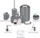 Bathroom Accessories Set of 8 Pieces Bathroom Accessory Set Soap Dispenser Toothbrush Holder Tooth Mug Soap Dish Toilet Brush Rubbish for Bathroom Home Decor (Grey)