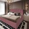 إن هاوس شومت هيكل سرير منجد بالمخمل - نفر ونص - 200×140 سم - زهري غامق