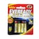 Eveready Alkaline Battery Gold Power A92 AAA 4 Batteries