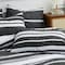 Luna Home King Size 6 Pieces, Black Stripe Design Bedding Set