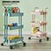 iKayaa-3-Tier Rolling Utility Cart Kitchen Trolley Rolling Storage Cart with Lockable Wheel and Handle Multifunction Heavy Duty for Kitchen Bathroom Office