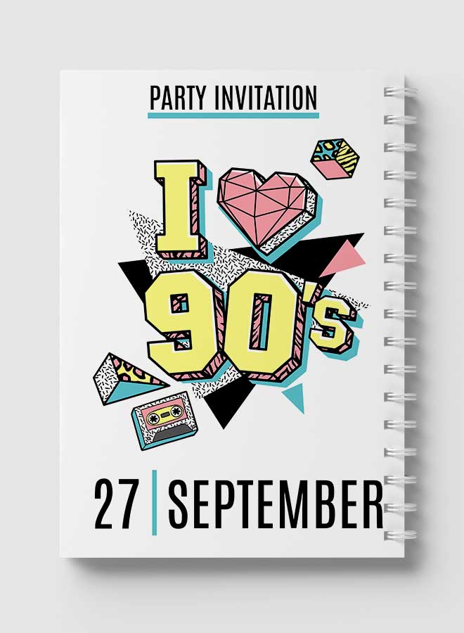 Thumbnail image for Lowha Spiral Notebook With 60 Sheets And Hard Paper Covers With I Love 90S Design, For Jotting Notes And Reminders, For Work, University, School