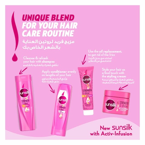 SUNSILK Shampoo, For Weak &amp; Dull Hair, Strength &amp; Shine, With Provitamin B5, Argenine &amp; Coconut Oil, 400ml