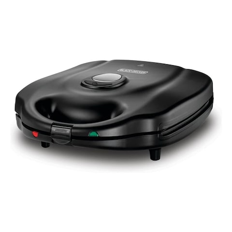 Black + Decker 3 in 1 Sandwich and Waffle Maker 4 Slices 1400 Watt - Black- TS4130-B5