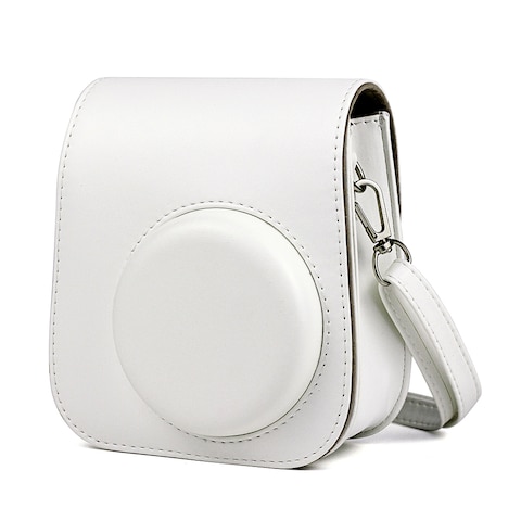 O Ozone Case For Fujifilm Instax Mini 11 Case Pu Leather Instant Camera Cover With Adjustable Strap [ Designed Cover For Fujifilm Instax Mini 11 Instant Camera Bag ] - White