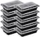 Go2Camps Alsaqer [10 Pack]Compartment Black Base With Lid Food Storage Container(32 Oz) Re32, Disposable Food Container, Meal Preparation Containers, Lunch Boxes Microwave, Freezer Safe(1-Compartment)