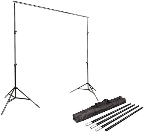 Coopic 2X2m Background Stand With 1.5X3m Black Non Woven Background Backdrop Lighting Photography Kit