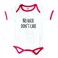 Cheeky Micky -Body Suit with Message : No Hair Don&#39;t Care (Pink Trim) Age: 6-12 months