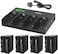 DMK Power 4 Pack NP-F970 (9800mAh) Batteries and 4-Channel Charger Compatible with Sony NP F750, F550, F570 and Sony CCD-SC55, TR516, TR716, TR818, TR910, TR917