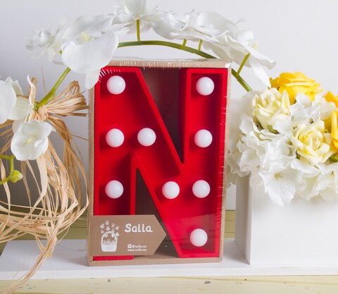 LED Marquee Letter Light Sign Wooden Red (N) 25cm
