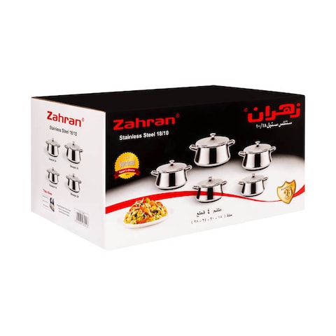 زهران طقم أواني طبخ ستانلس ستيل - مقاسات 18-20-24-28