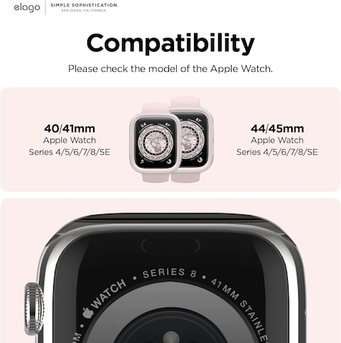 Elago Duo for Apple Watch Series 8/7 (41mm), Series 6/SE/5/4 (40mm) cover case - Clear Lovely Pink