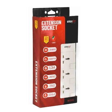 Elexon 3-Way Power Extension Socket 13A El-901S White 5m