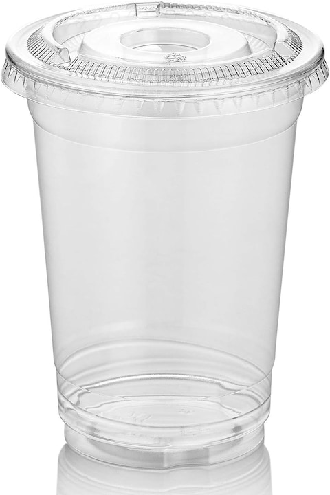 Lavish Crystal Clear PET Plastic Flat Lids With Straw Slot [8 0Z, 500 Units]