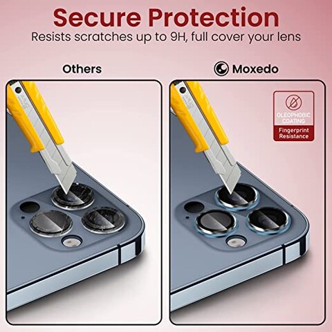 Moxedo Camera Lens Protector, 9H Tempered Glass, Aluminum Alloy Individual Ring Camera Cover Screen Protector Compatible for iPhone 12 Pro 6.7 inch (PACIFIC BLUE)