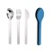 Eazy Kids Cutlery Set - Stainless Steel Spoon, Fork &amp; Knife with Silicone Case (Blue)