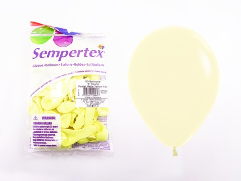 Sempertex 50 pcs, 5&quot; Round Balloons, Fashion pastal matte yellow, Latex Balloons