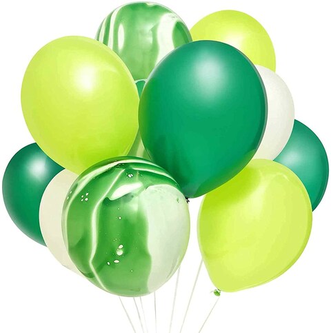 Party Time 20-Pieces 12&quot; Safari Theme Party Balloons Set of Green, White Latex Balloons &amp; Green Marble Balloon Decoration For Safari Birthday Party Decoration - Party Supplies