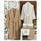 6-Piece Turkish Velour Cotton Couple Bathrobe and Towel Set Brown/Ivory