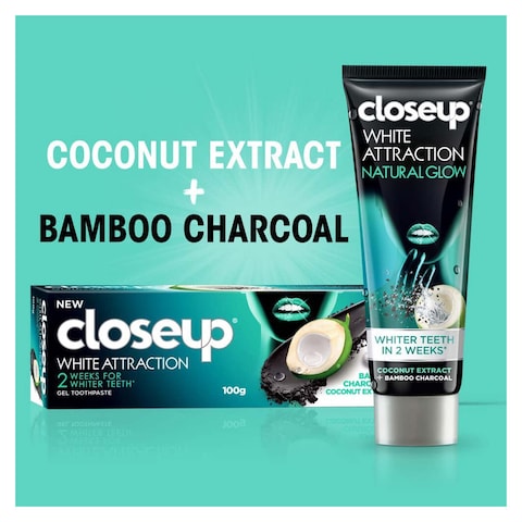 Closeup White Attraction Toothpaste Natural Glow - Coconut Extract and Bamboo Charcoal - 75 Ml