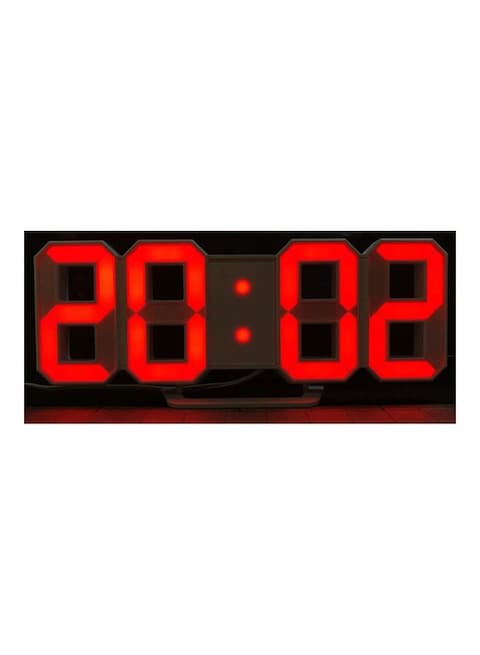 Generic Modern Digital LED Wall Clock Table Desk Night Electric Clock Alarm Watch Multi-Functional LED Clock 24 Or 12 Hour Display Red 22.5*22.5*22.5cm
