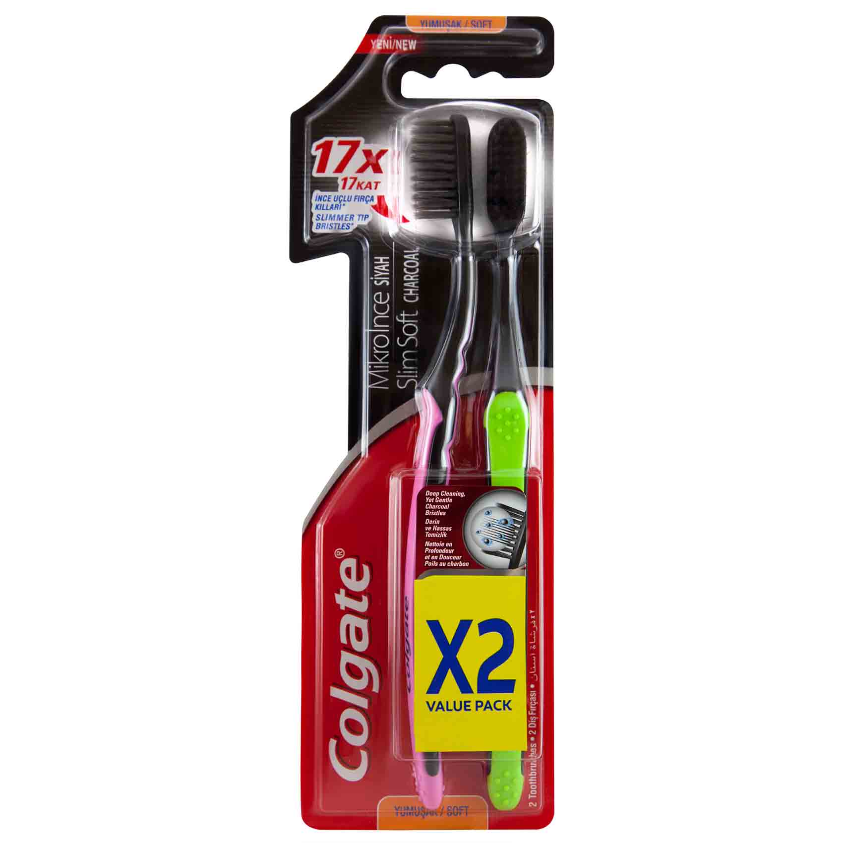 Colgate Toothbrush 17x Charcoal Infused Slim Soft 2 Pieces product thumbnail 4