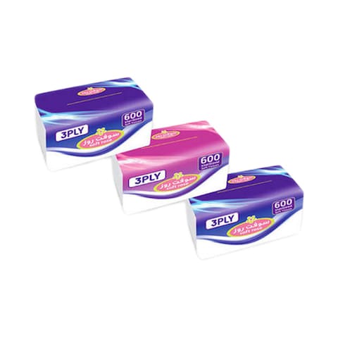 Soft Rose Facial Tissues - 600 Tissue - 3 Packs