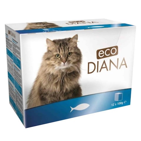 Eco Diana Cat Food Chunks &amp; Pate With Fish 12 Pieces, 1.2kg