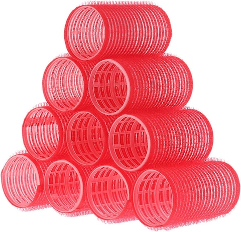 10pcs Self Grip Hair Rollers Pro Salon Hairdressing CurlersProfessional Hair Salon tool(Red)