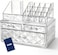 AC&amp;L Makeup Organizer, Cosmetic Storage Display Box With 4 Drawers For Make Up, Brushes, Perfumes, Skincare All In One, Acrylic Organizer Ideal For Vanity, Dresser, Bathroom For Girls &amp; women (Clear)