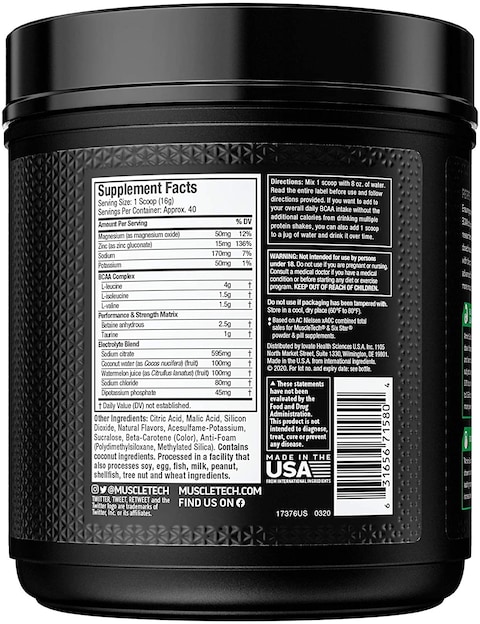 Muscletech Bcaa Amino Acids + Electrolyte Powder   Muscletech Amino Build   7G Of Bcaas + Electrolytes   Support Muscle Recovery, Build Lean Muscle &amp; Boost Endurance   Tropical Twist (40 Servings)